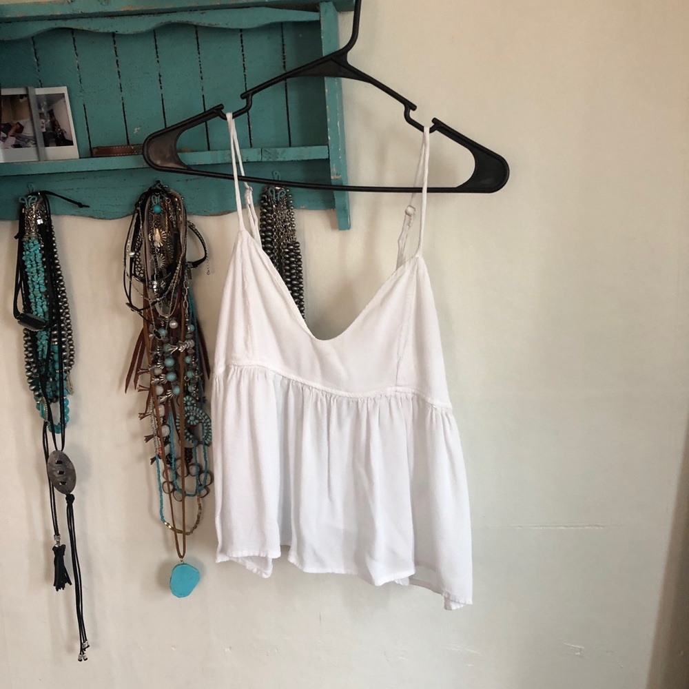 White flowy boho tank top